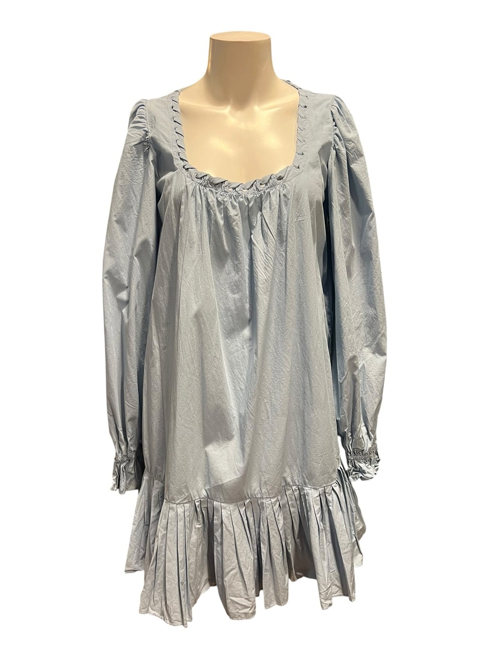 Ramy Brook Powder Blue Long Sleeve Ruffle Hem Dress